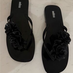 Melissa Black Rose Embellished Sandals